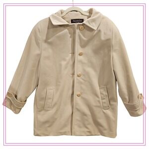 Amanda Lee Kashmiracle Coat  Sz M 8P-10P Cream Women Button Collar Jacket #466H